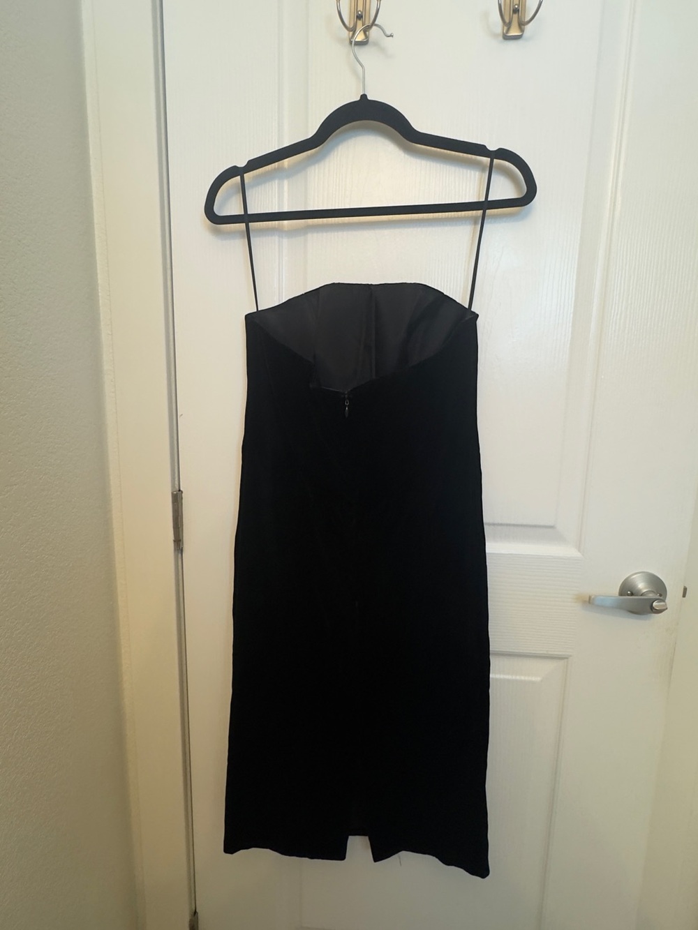 Black Velvet Strapless Midi Dress
